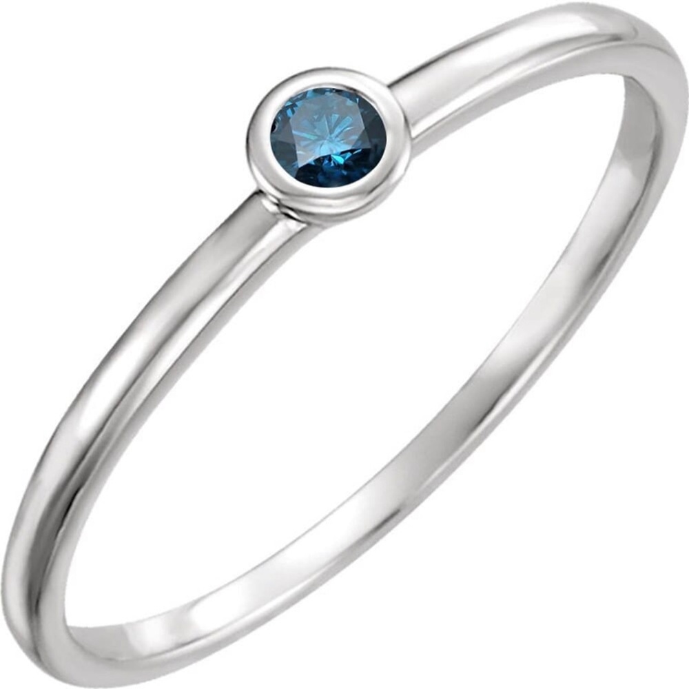 10k Gold Ultra-Thin Blue Diamond Ring 0.06ctw NWOT